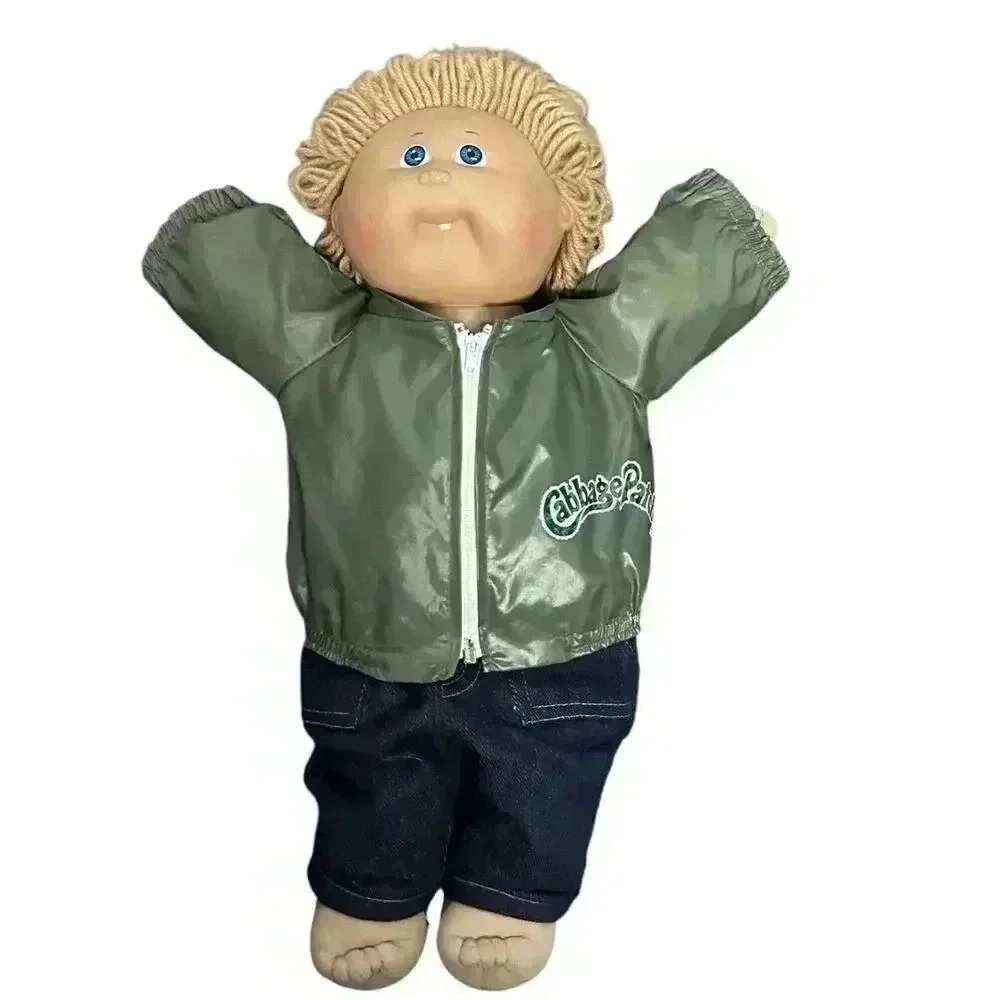 Vintage Cabbage Patch Kids Boy Doll 1978 1982 Blue Eyes Green Jacket original - Picture 9 of 9